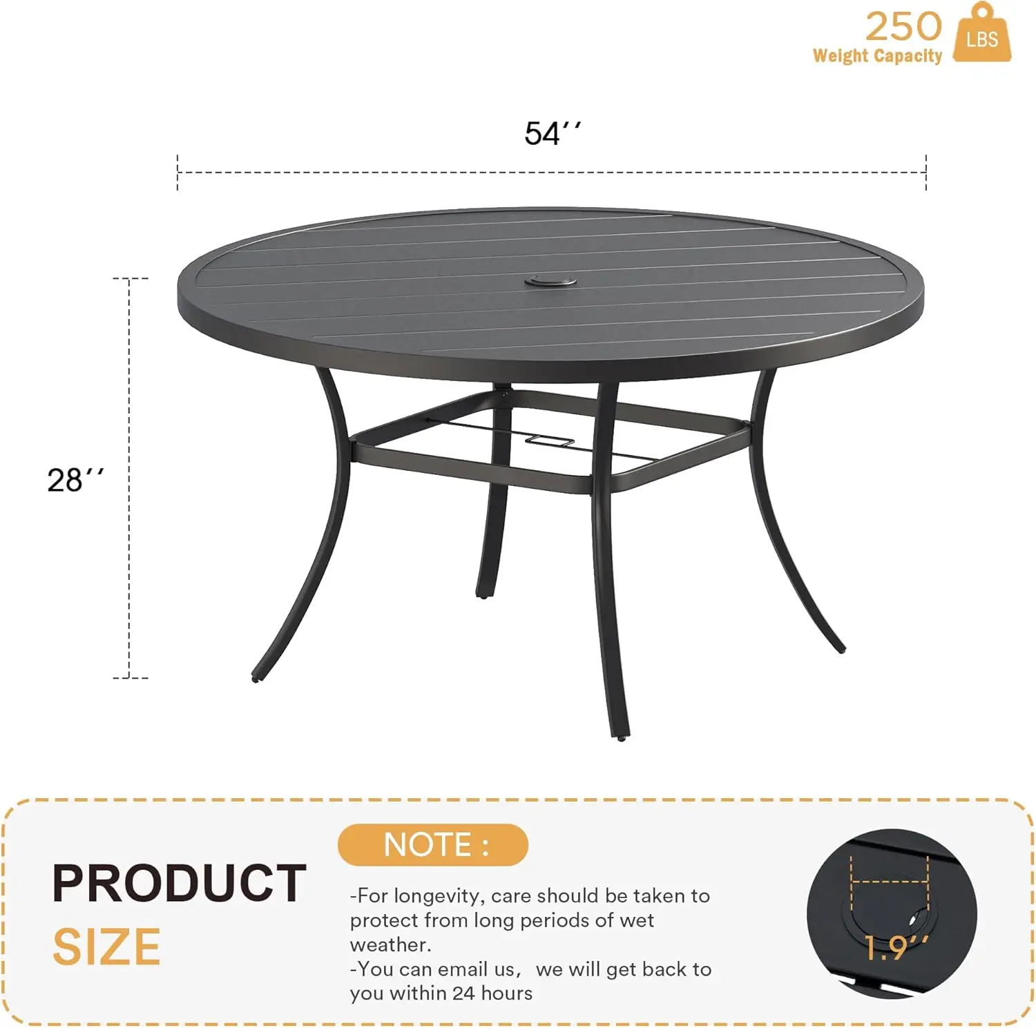 VICLLAX Metal Patio Dining Table for 8, 54