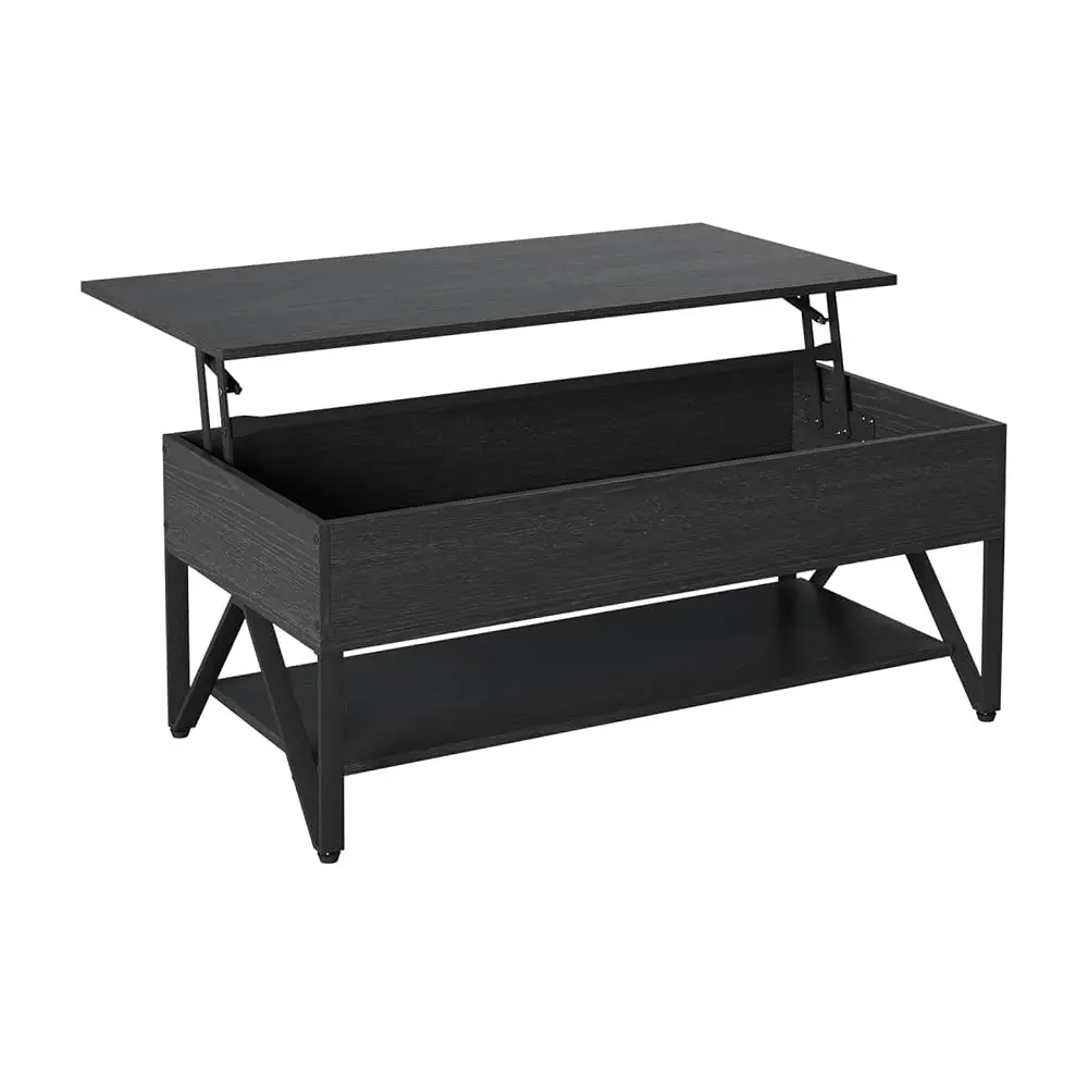 

Lift Top Coffee Table With Hidden Compartment And Storage Shelf Wooden, Retro Central Table With Wooden Lift Tabletop For