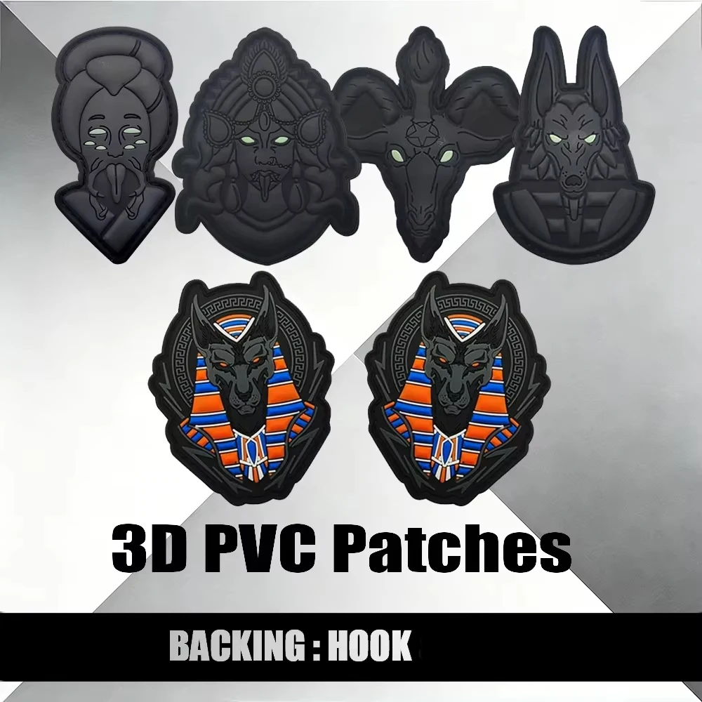 

3D-патч из ПВХ-резины с крючком - дизайн в стиле древнегреческой мифологии: Медуза, Анубис, Бафури, Шива. Для рюкзака.