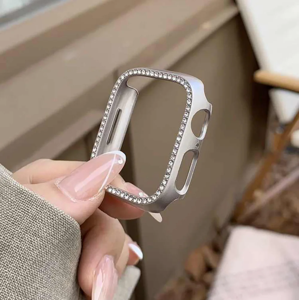 حافظة بلينغ مجوفة لساعة ابل S10 مع غطاء حماية صلب من البولي كربونات الماسية