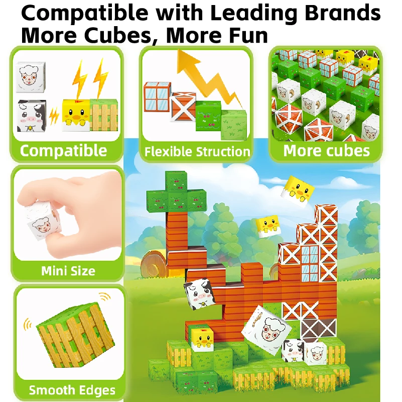 

100pcs Magnetic Building Blocks Set Creative Home Decoration Perfect Christmas Gift Multi-color Plastic Building Kits