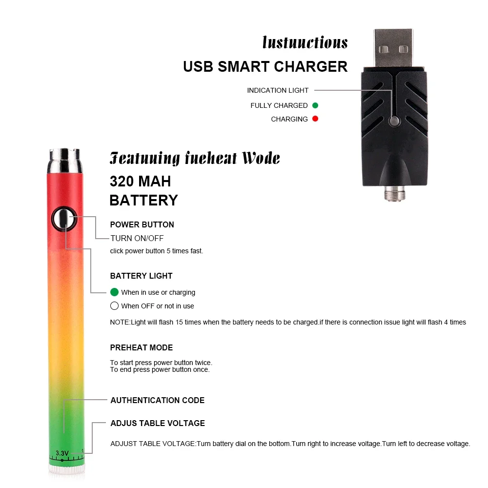 5 Ozze Vape 320mah VV 510 Ecig vape accessory for vape kits - gallery image 2