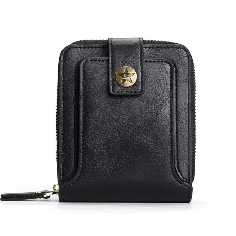 Vintage Men's Wallet PU Leather Short Purse Men Hasp Zipper Clutch Solid Color Wallets High Quality Durable Convenient Wallets image 5