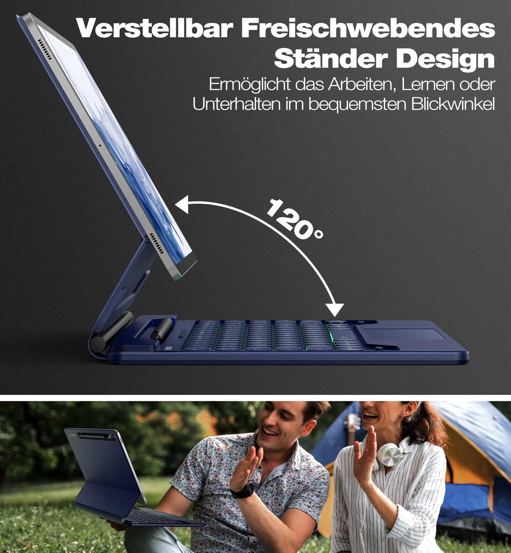 Magnetische abnehmbare Buchcover-Tastatur Multitouch-Tastatur für Samsung Galaxy Tab S9 Fe Plus/S8 Plus/S7 Plus/S7 Fe