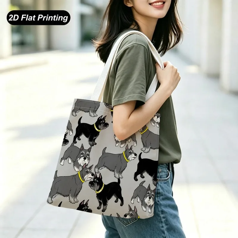 Tote Bag Women's Handbag Printed with a cute Schnauzer dog pattern Lightweight and large capacity Adapted shopping Daily