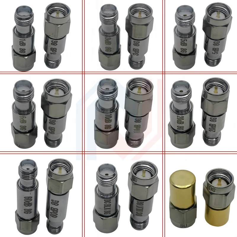 1Pcs SMA Attenuators 2W DC-8GHz Coaxial Fixed Attenuators 1dBi 3dBi 5dBi 10dBi 20dBi 30dBi 50dBi 60dBi Frequency SMA Connectors