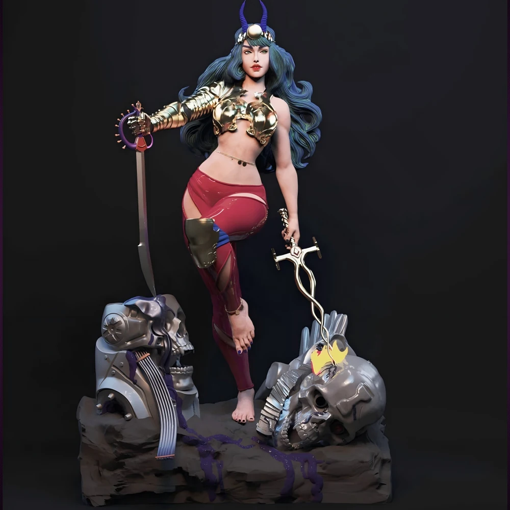 

1/24 3d Print Model Kit Sexy Witch Lady Warrior Resin Figure Model Kit DIY Miniature Reduction Statue Unpainted Kit Toy