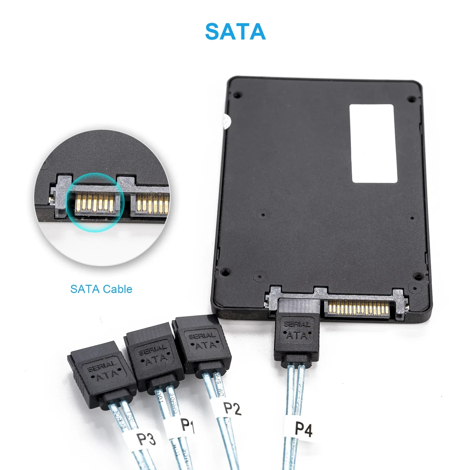 4/6/8Pcs Set 7 Pin SATA to 7 Pin SAS Cable12Gbps High-Speed Data Transfer SATA 3.0HDD Cable for Server NAS PC - 6 Ports per Set