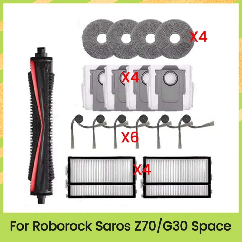 For G30 Space/Saros Z70 Vacuum Cleaner Spare Parts TriCut Brush Side Brush Dust Bag Filters Mop Cloth-A69M