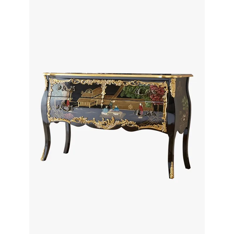 

Входной шкаф в европейском стиле, американский ретро-шкаф для хранения красок из цельного дерева, два сундука, 1,5 метра, новая китайская мебель