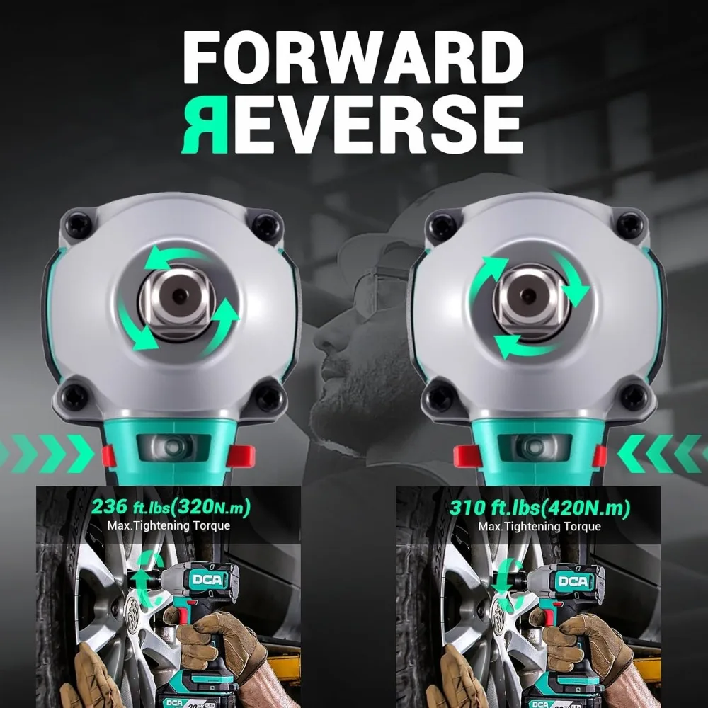 Obeng Impack Tanpa Kabel 20V dengan Baterai 4.0Ah, Hog Ring 1/2 Inci, Torsi 235 Ft-lbs, Perkakas Listrik 4-Mode untuk Otomotif dan DIY