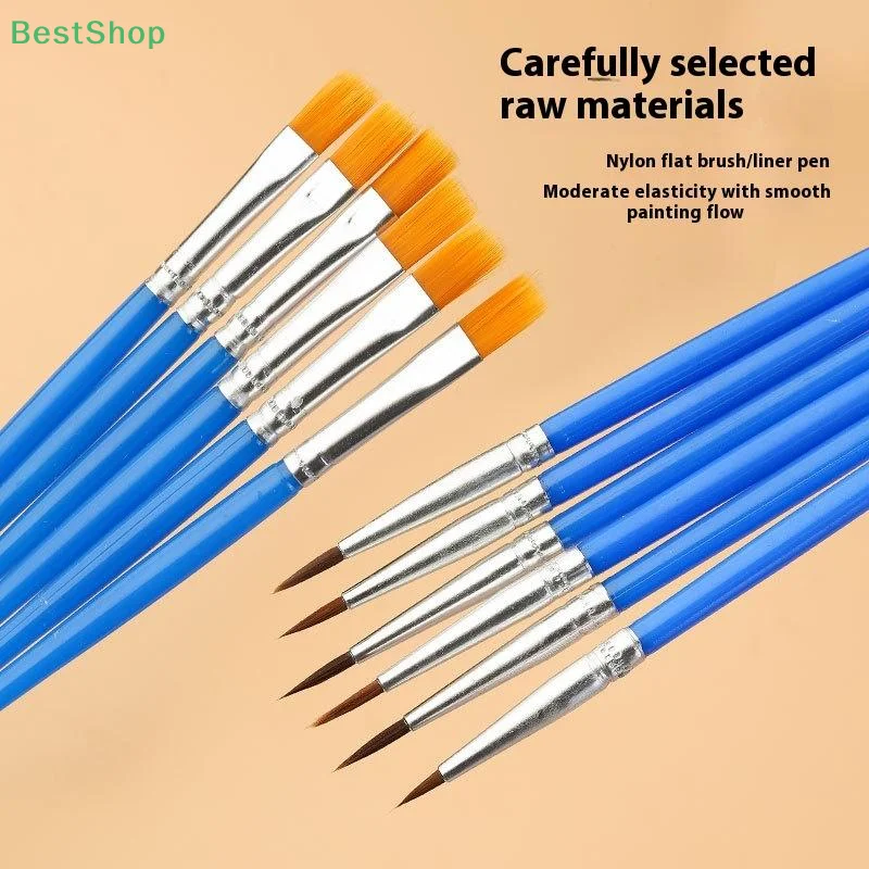 ♥♥♥Children's Nylon Bristle Digital Oil Painting Brushes,Gouache And Watercolor Brushes, Plastic Brushes,Flat-headed Pens