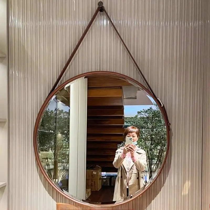 

Classic Luxury Retro Mirror Round Makeup Quality Accessories Living Room Wall Art Decor Aesthetic Espejo Bedroom Decoration