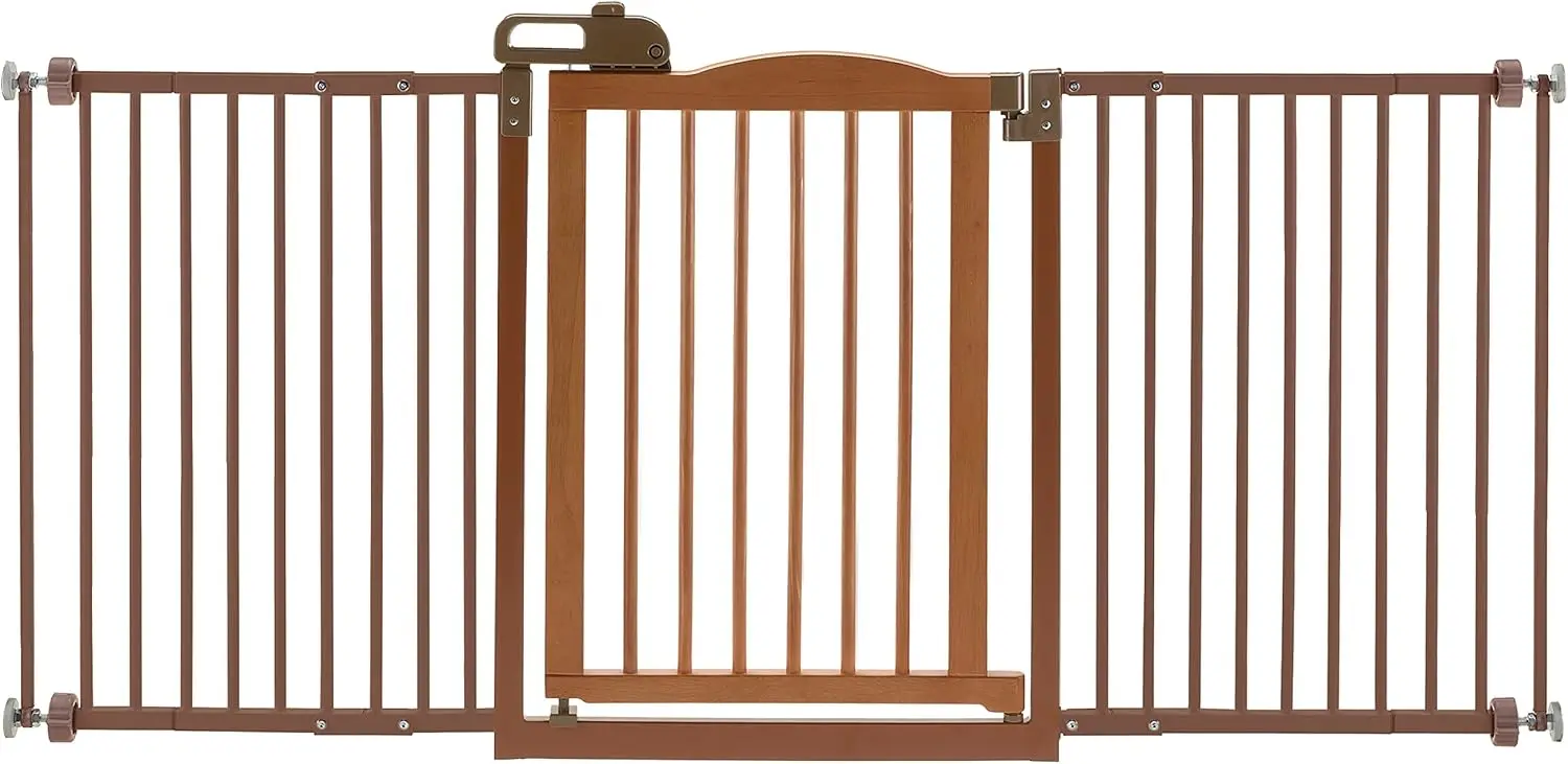 One-Touch Gate II Wide, Wide Dog gate with Wooden Door, from 32.1-62.8