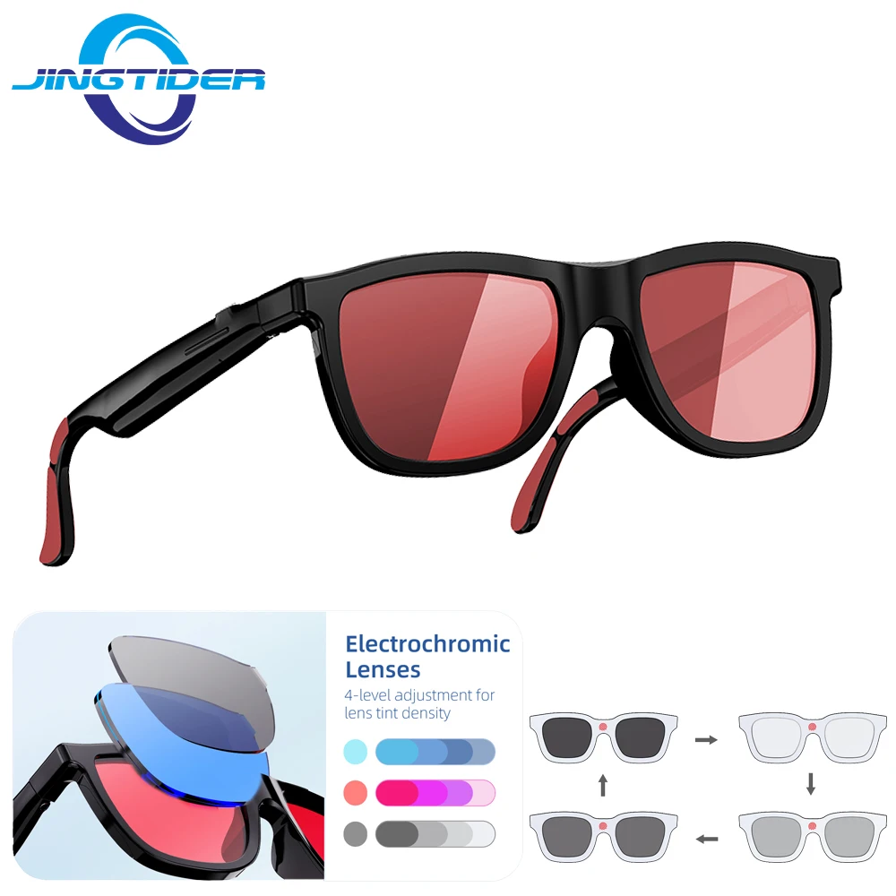 G60 Electrochromic Smart Audio Glasses 4-Level Dimming Bluetooth 5.4 Dual Mic Noise Reduction 39g Ultra-Light Magnetic Charging