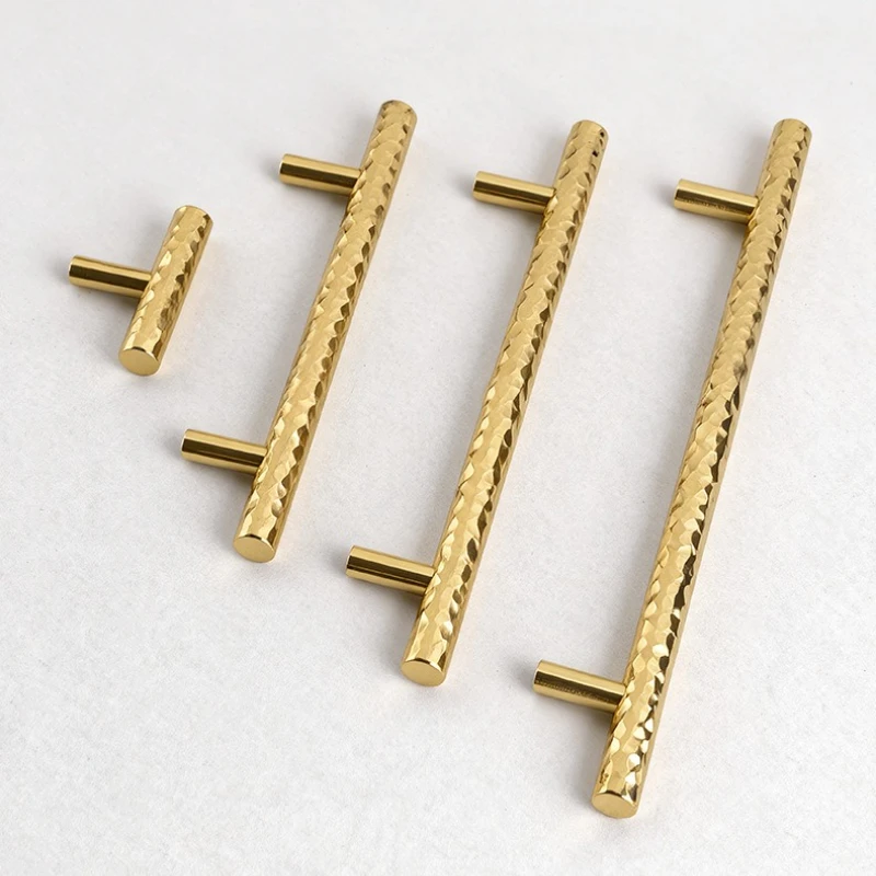 Solid Brass High-end Hammered Pattern Wardrobe Closet Door Pulls Kitchen Cabinet Storage Handles Drawer Knobs Furniture Handles