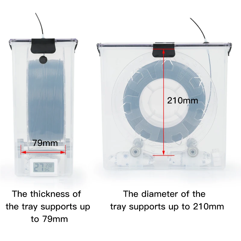 

Filament Dry Box Kit 3D Printer Part 1KG Airtight Moisture-Resistant Real-Time Monitoring Keeping Filament Storage Dry Holder