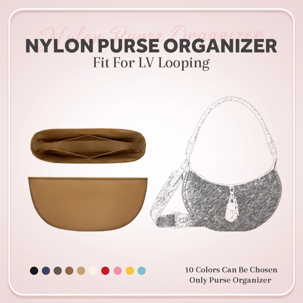 Nylon Purse Organizer Insert, Inner Storage Bag Fit for LV Looping Half Moon Inside Organizer Bag In Bag Lightweight Inner Bag