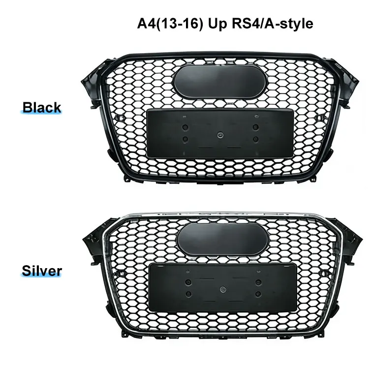 

New High Quality ABS Black Mesh Grille for 13-16 A4 S4 B8.5 Gloss Black RS4 Style Honeycomb Front Grille Auto Parts