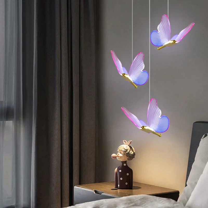 Luces colgantes de mariposa LED nórdicas, luz de techo interior, 90V-220V, para sala de estar, dormitorio, comedor, decoración del hogar