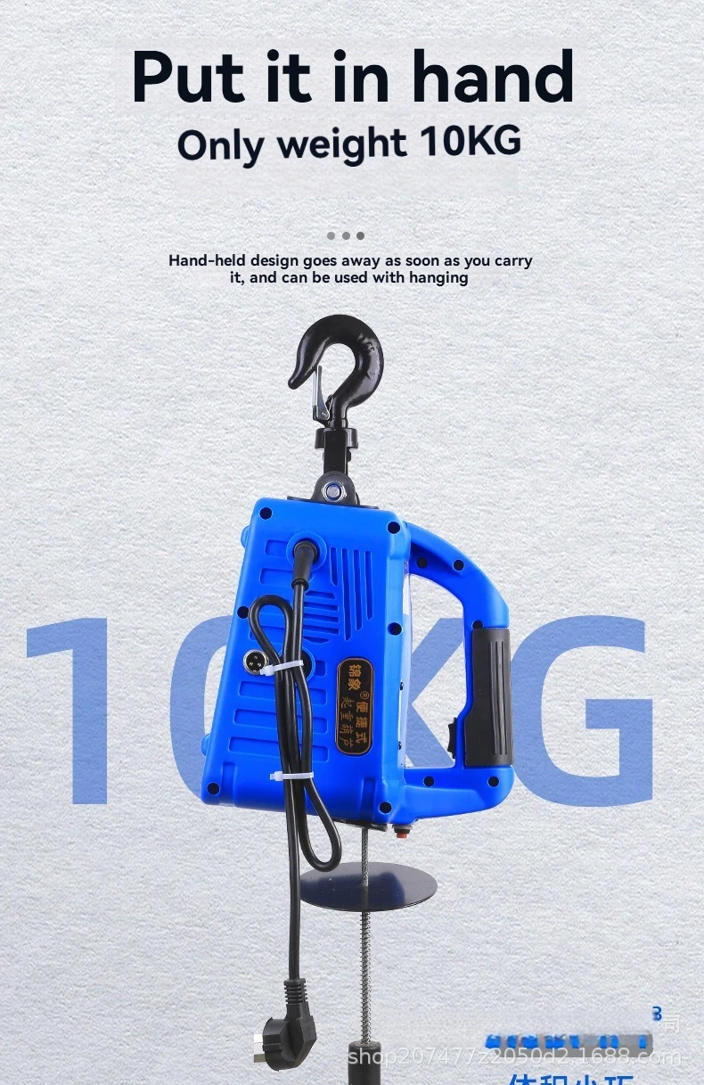 220V High-Power Miniature Electric Hoist with Wireless Remote Control for Home Use and Portability