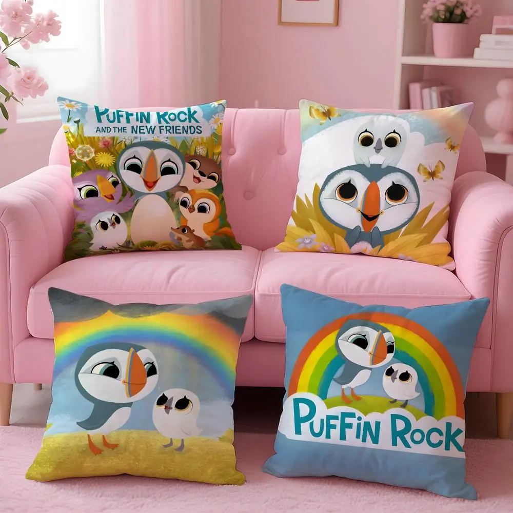series Puffin Rock Cushion Cover Cushion Cover 4Pcs 50x50 45x45 40x40 Pillowcase Decorative Sofa Home Decor