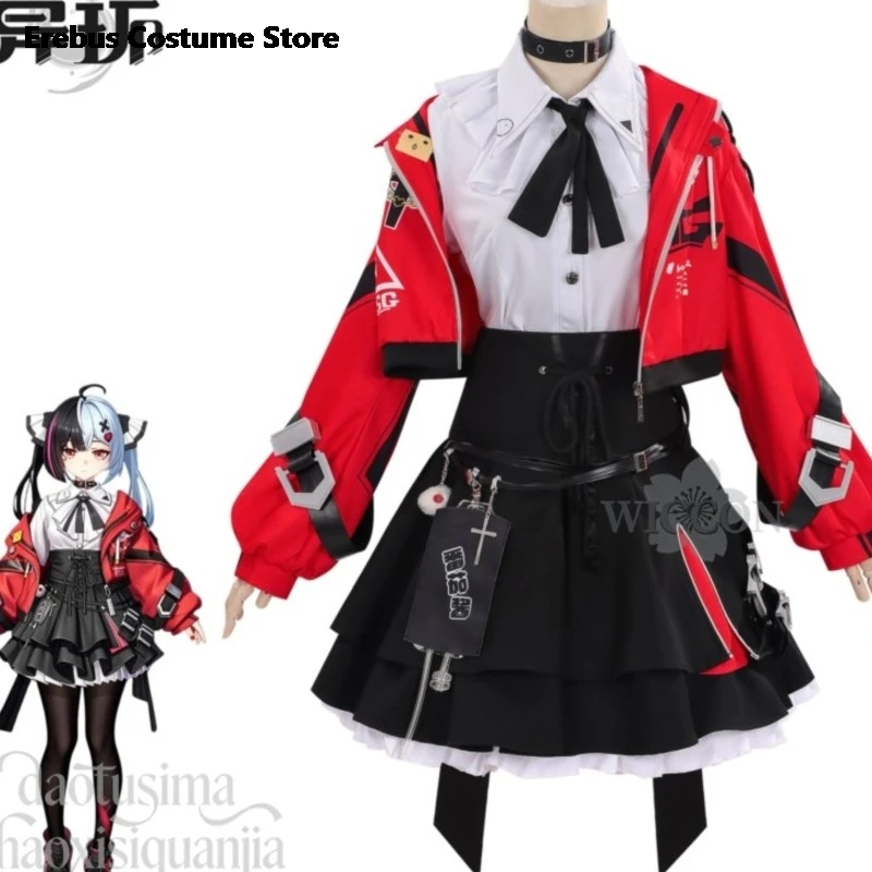 

Adulto sexys outfits Lacrimosa Costume disfraz mujer Y2K Punk Red Short Coat Black Dress Goth Lolita косплей