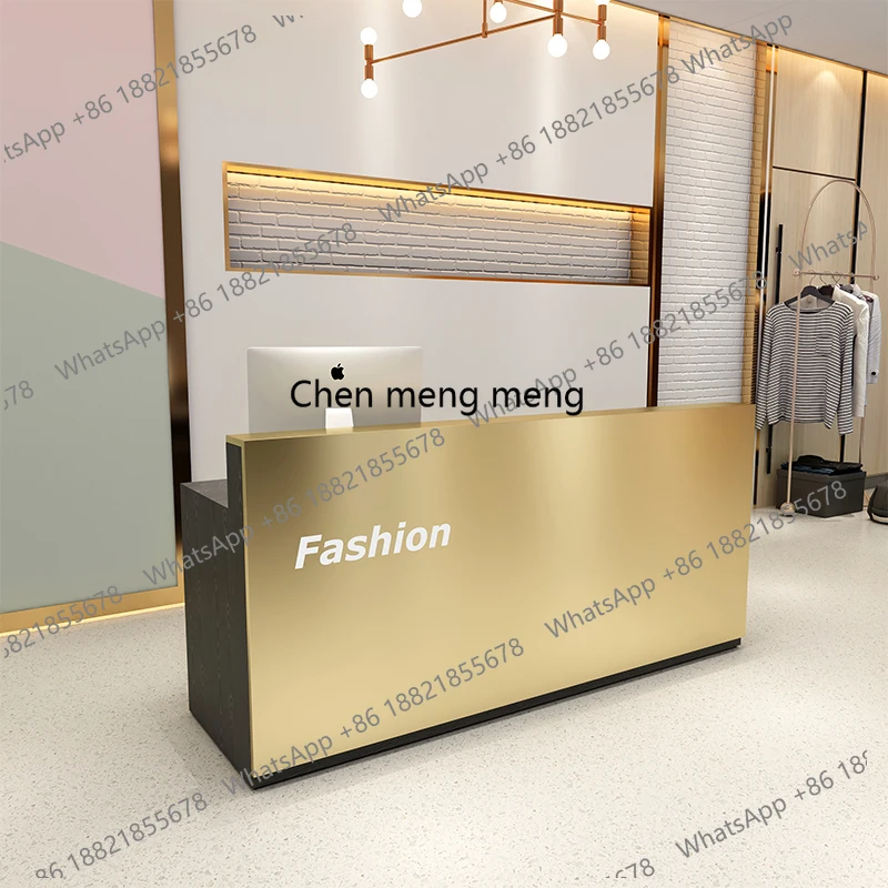 Stainless steel bar checkout page store small clothing store simple modern front desk barber shop beauty salon reception desk