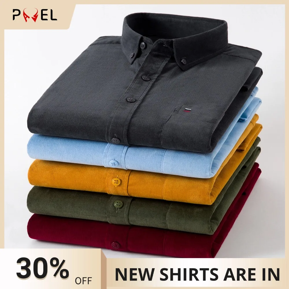 

Винтажные вельветовые рубашки на пуговицах с длинными рукавами и карманами, весенне-осенняя дизайнерская одежда для мужчин, хлопок 100, ℅ Повседневная рубашка