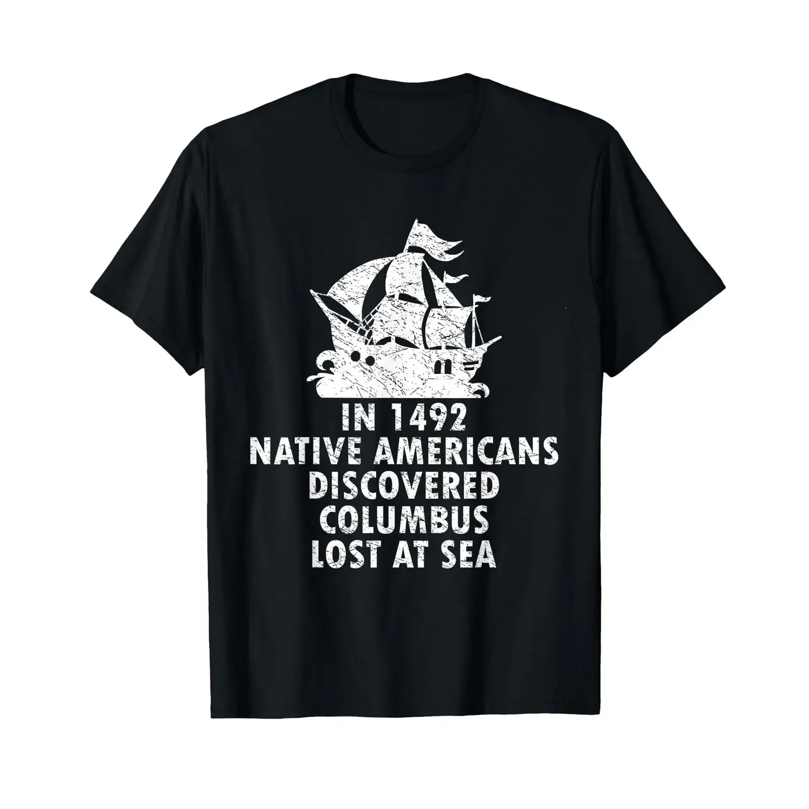 1492 Columbus Discovered by Native Americans Indian Pride T Shirt vintage Washed homme Top For Everyday Wear Breathable