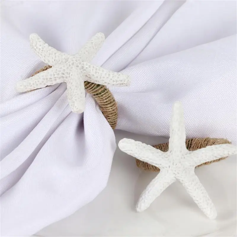 62KD 6Pcs Marine Life Wedding Spring Serviette Holder Napkin Rings Napkin Buckle for Christmas Home Gathering