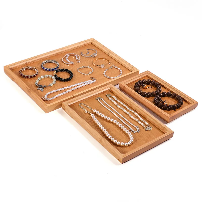 Jewelry Display Plate Bamboo Wood Bracelet Necklace Tray Jewelry To See Pallets Counter Display Props Wholesale