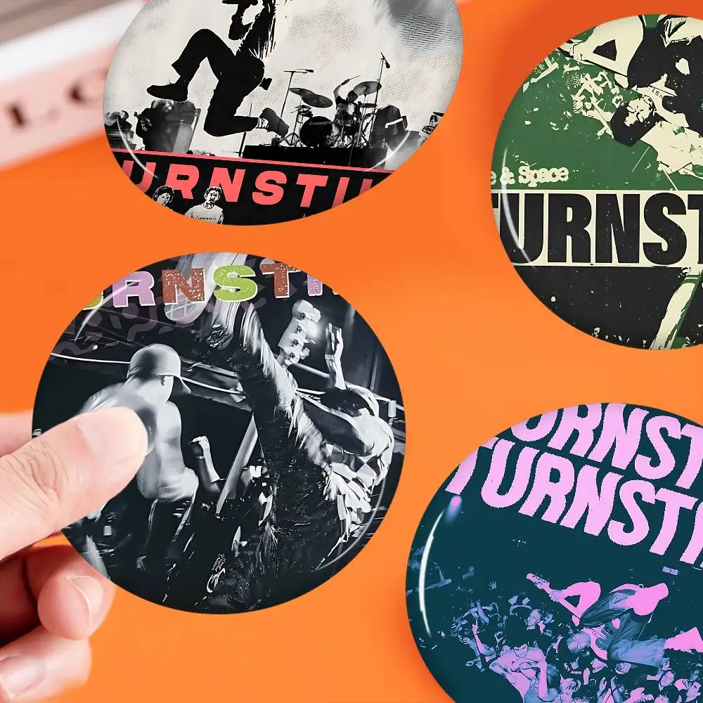 Hardcore Band Turnstile Creative Pins Funny Faces Round Snap-in Brooch Badge Backpack Hat Accessories Jewelry Gifts