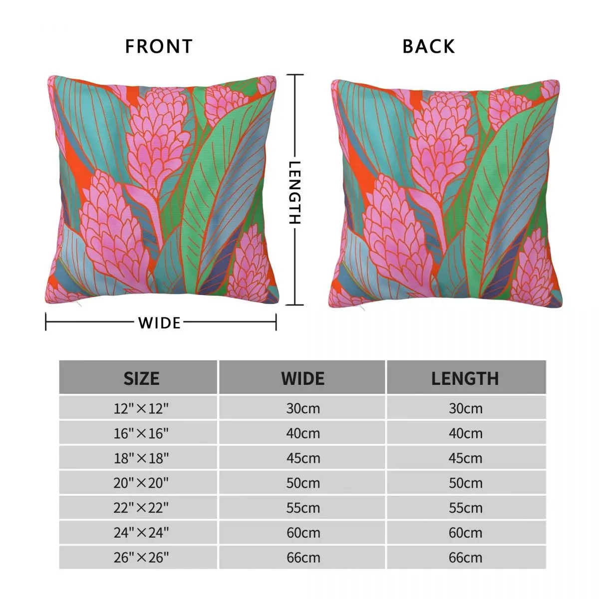 Wild Pink Ginger Flower Pillowcase Polyester Linen Velvet Pattern Zip Decor Home 45x45
