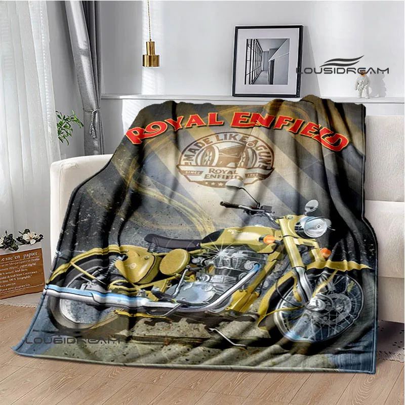 R-ROYAL ENFIELD motorcycle logo Printed Blanket Warm Blanket Flannel Soft Comfortable Blanket Home Travel Blanket Birthday Gift