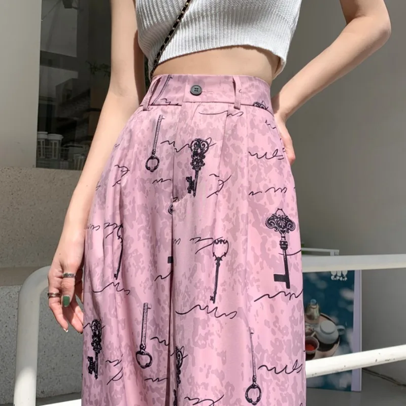 

Straight-leg Pants Casual Printing High Waist Personality Loose Fashion Trousers Spring Summer New Trend Women