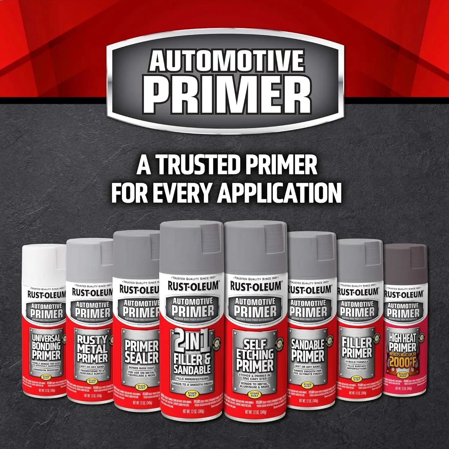 2-in-1 Rust Inhibitor Primer Spray - 12 oz Formula for Automotive Repair and DIY Metal Surface Protection
