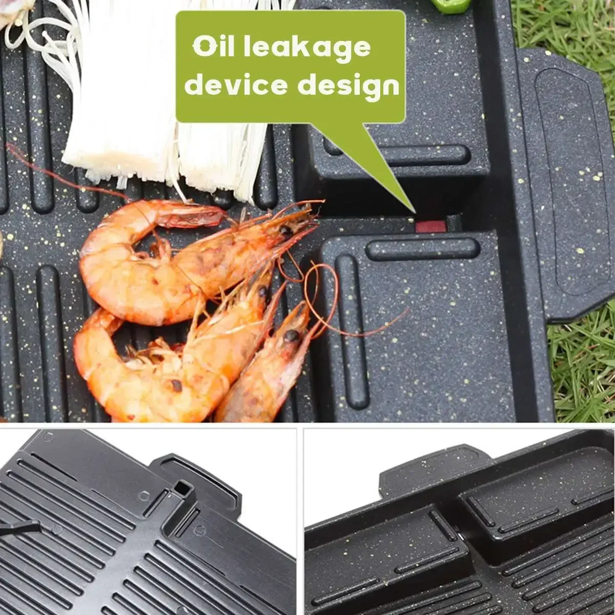 Korean BBQ Non-Stick Grill Pan Portable Charcoal Grill Plate Butane Gas Stove Cooker Party Picnic Terrace Beach Barbecue Tray