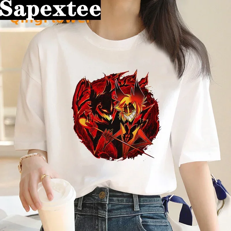 Helluva Boss t-shirt women tumblr print harajuku graphic tees women couple clothes t shirt streetwear graphic tees women