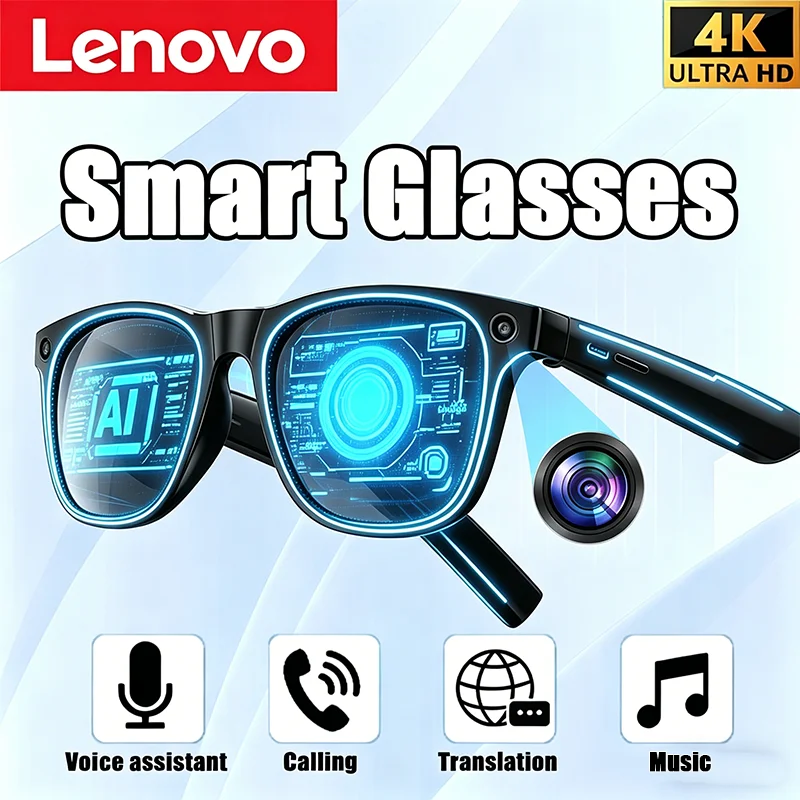 

Lenovo 2026 8K AI Smart Glasses AI Translation Sunglasses Bluetooth Calling Music Player Camera Control Anti-blue Light Glasses