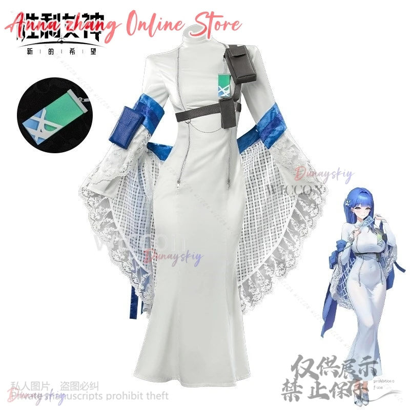 

Anime Game NIKKE：The Goddess Of Victory Cosplay Arcana Costume Sexy White Dress Slim Elegance Long Lolita Shoes Wigs Halloween
