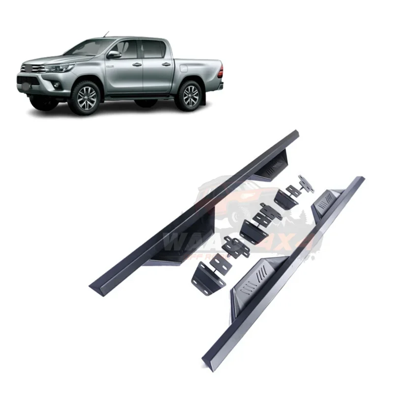 Best Selling Matt Black Steel Rock Sliders Side Step For Toyota Hilux N80 Revo Rocco