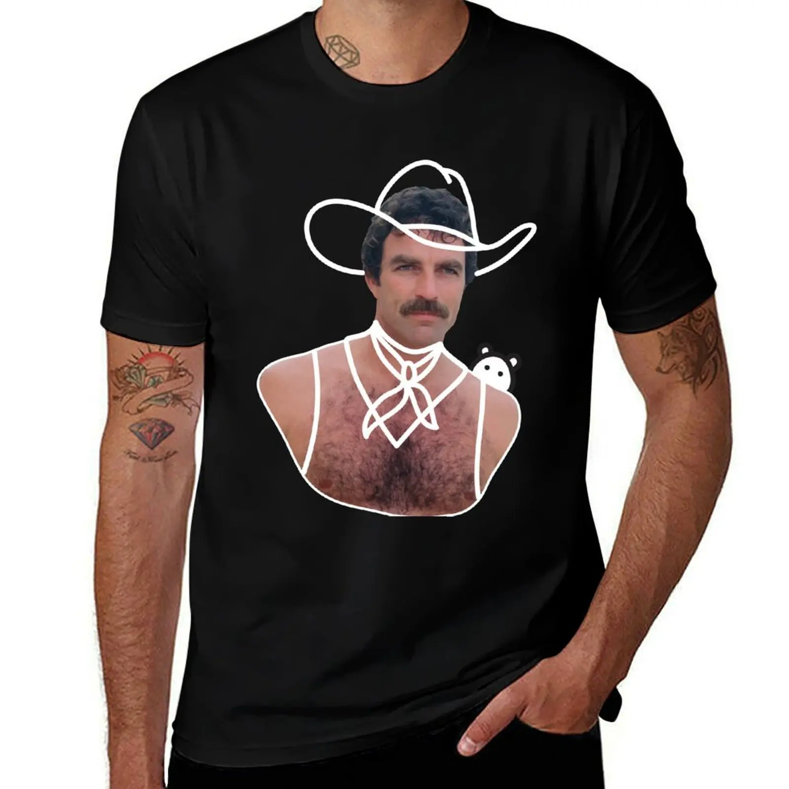 Tom Selleck T-Shirt Functional Casual Short Sleeve Tee