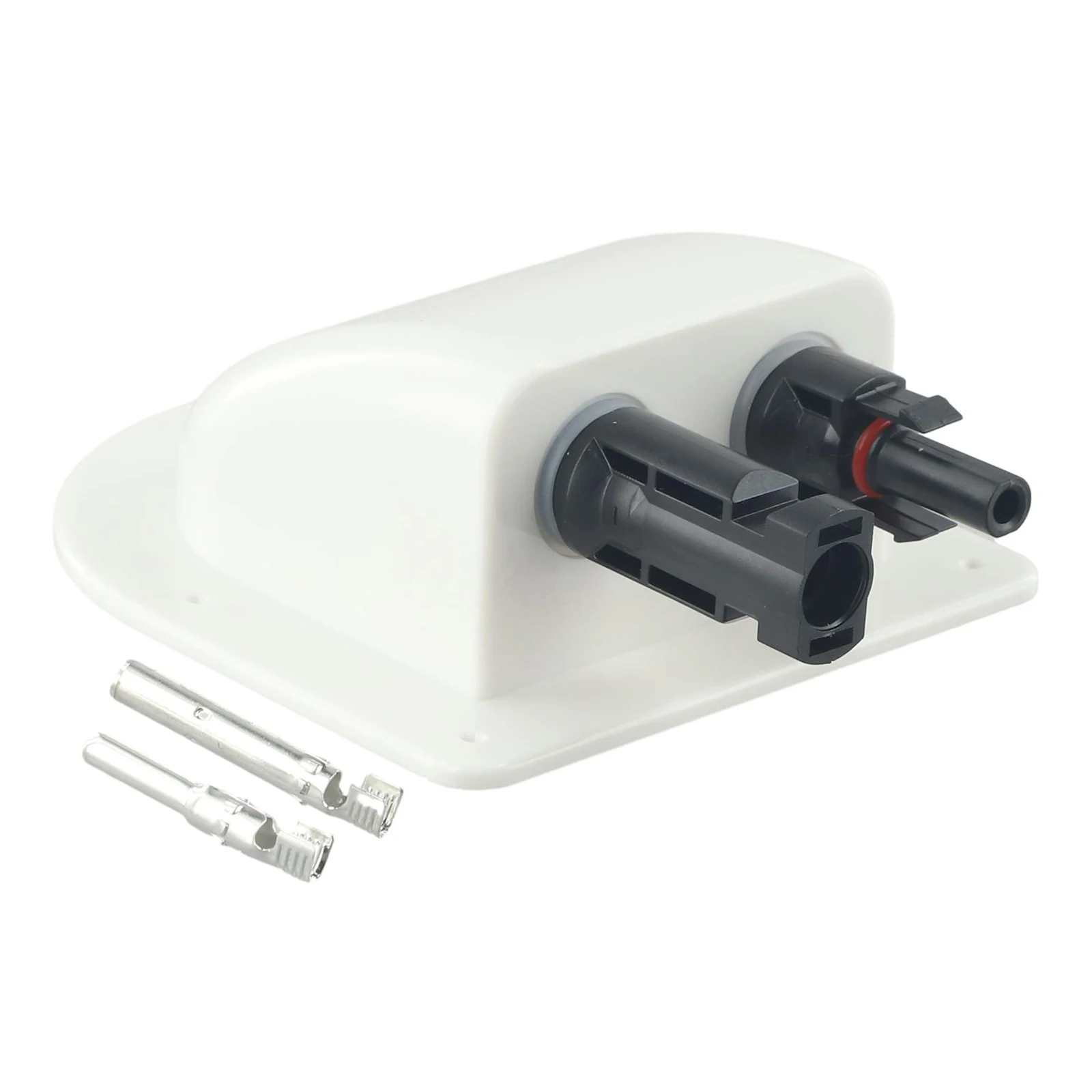 ABS Solar Panel Cable Connection Box with Dual Input Glands for Solar Systems on Motorhomes Caravans and Marine Use