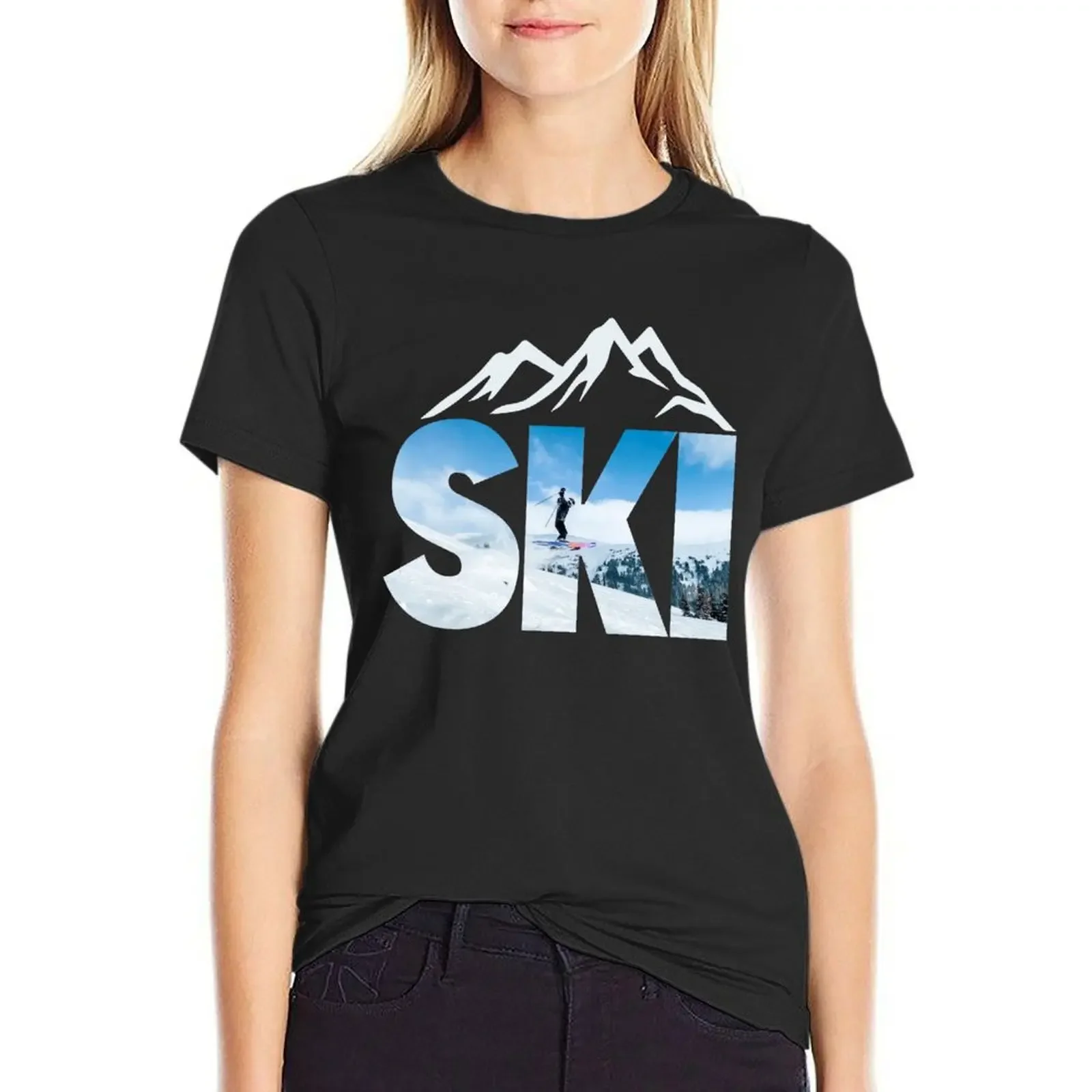 Ski Mountain T-Shirt summer tops summer top hippie clothes kawaii clothes new edition t shirts for Women