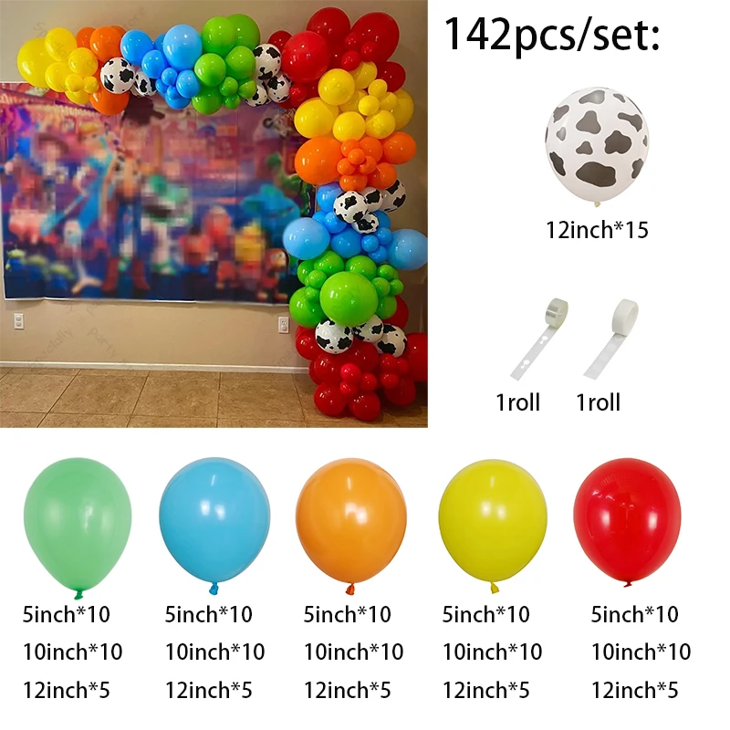 142 Stück Bauernhof-Geburtstagsballons, Girlandenbogen-Set, Pastellfarbe, Kuhdruck, Taufe, Kinder, Babyparty, Taufe, Dekorationen, Zubehör – Detail 2
