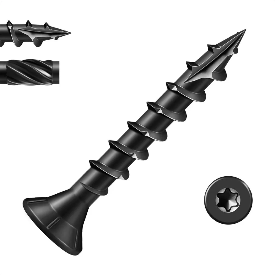 

8 Deck Screws 1 Inch Exterior Decking Wood Screws HeavyDuty Outdoor Torx Drive HeadBlack Rust Resistant Epoxy Coated for Timber