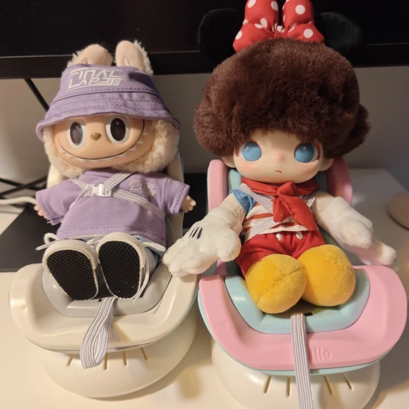 Mini Pop Autostoeltje Voor Labubu Leuke Mode Ventilatie Veiligheidsstoel Pop Accessoires Auto-interieur Decoraties Cadeau