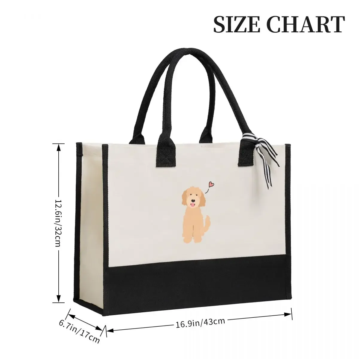 Tas hadiah kanvas tas belanja cinta aprikot pirang Goldendoodle anjing kanvas tas kapasitas besar hadiah kualitas dapat disesuaikan