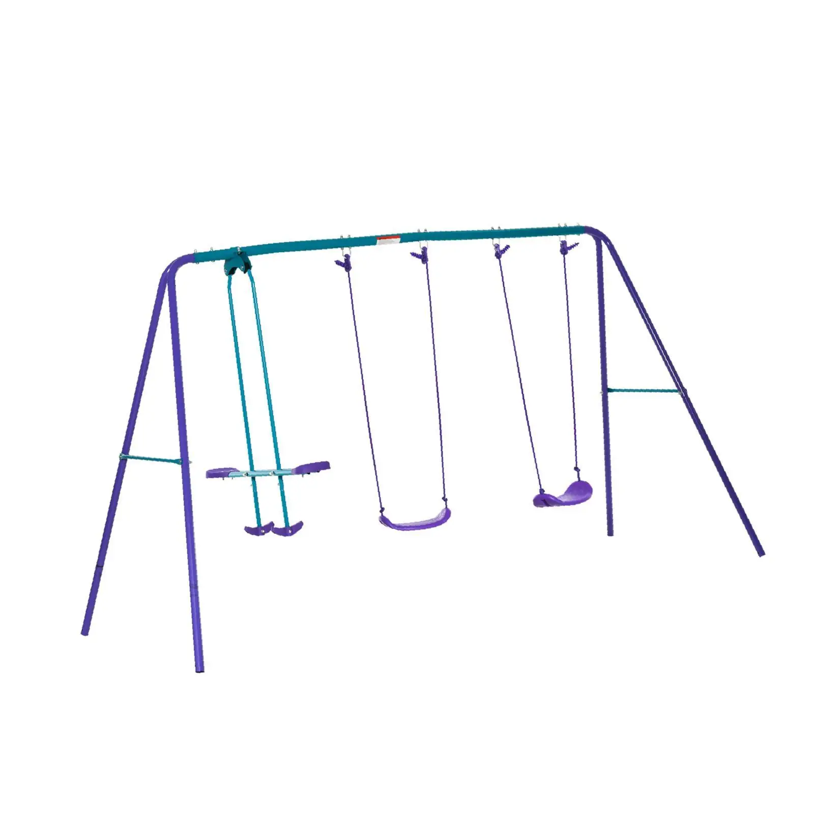 Balançoire en métal avec planeur, deux sièges de balançoire et hauteur réglable,